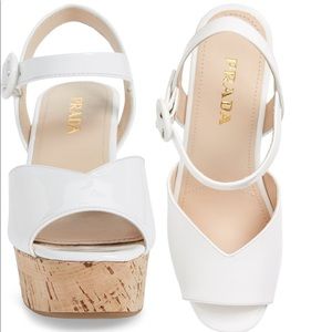 Patent leather Prada wedge platform sandal